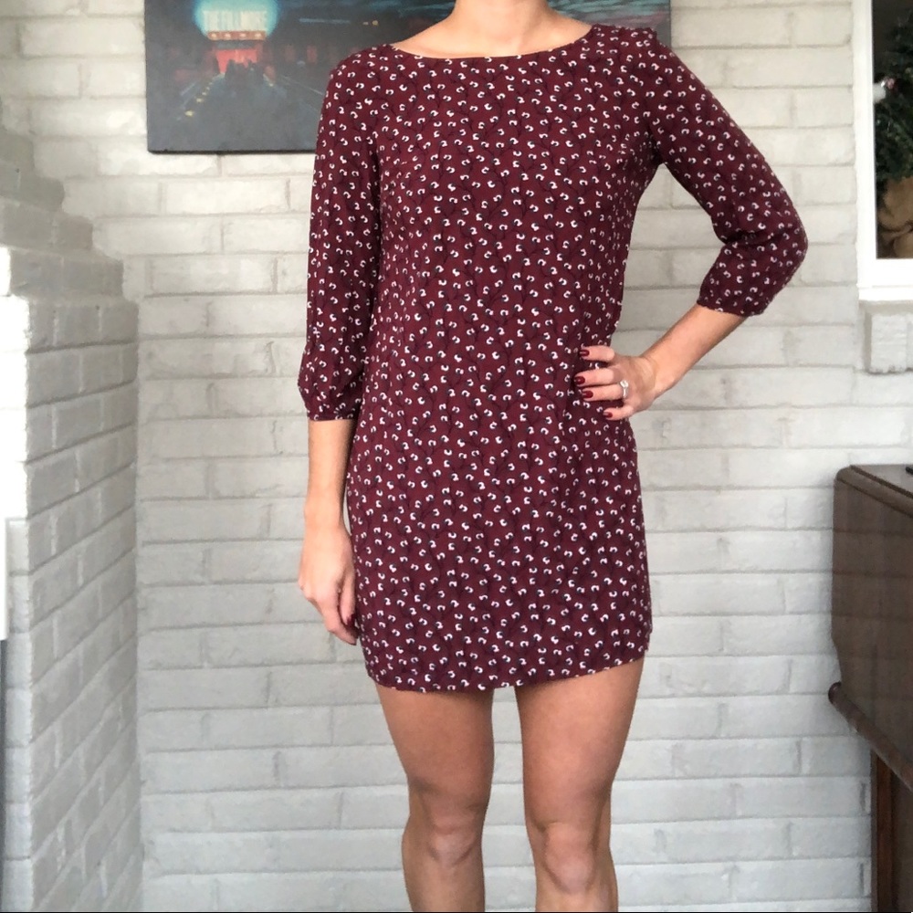 Cute maroon floral shirt dress